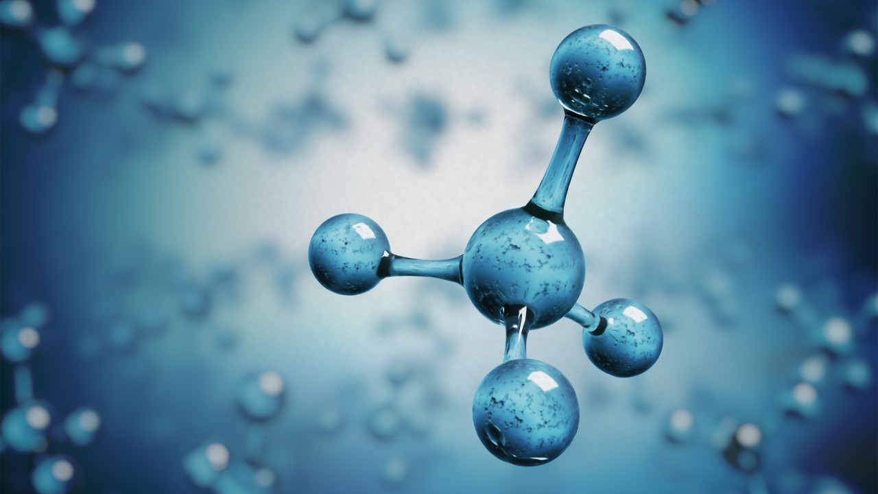 Science concept. Methane or Ammonium molecules. 3D rendered illustration.