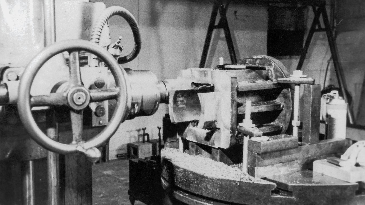 The 1907 Lucas Horizontal boring mill, sitting in the Buchwald family Basement. that Jim Buchwald used to teach himself how to be a machinist