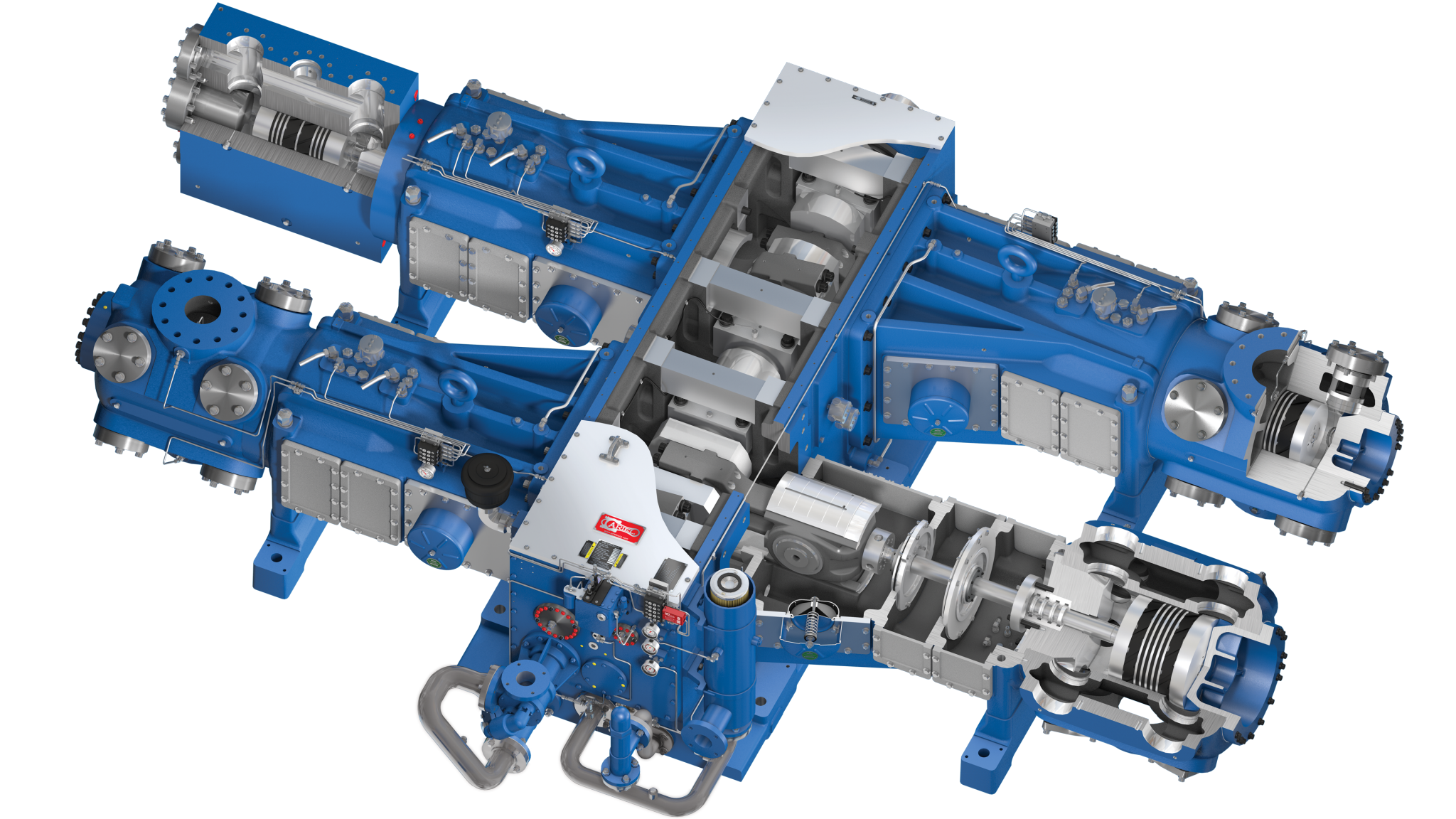 A rendering of a KBU with cut outs revealing the inside of the frame and inside the cylinder