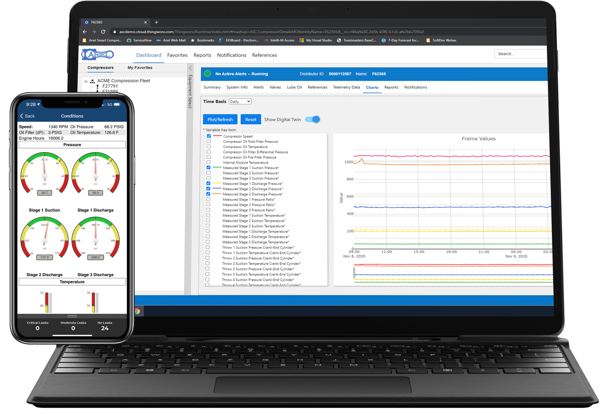 Ariel Fleet Manager interface mockup on phone and laptop