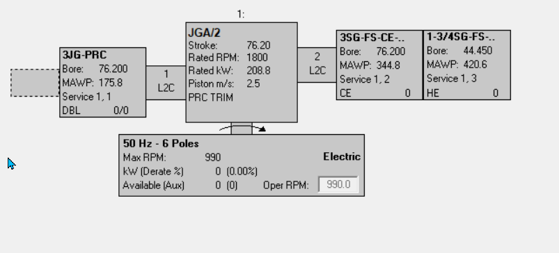 Figure 5 – Two throw, three-stage compressor selection6