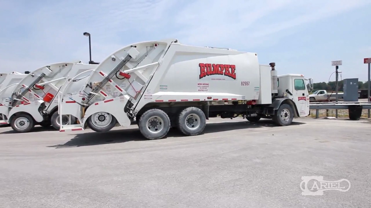 A fleet of CNG fueled Rumpke garbage trucks