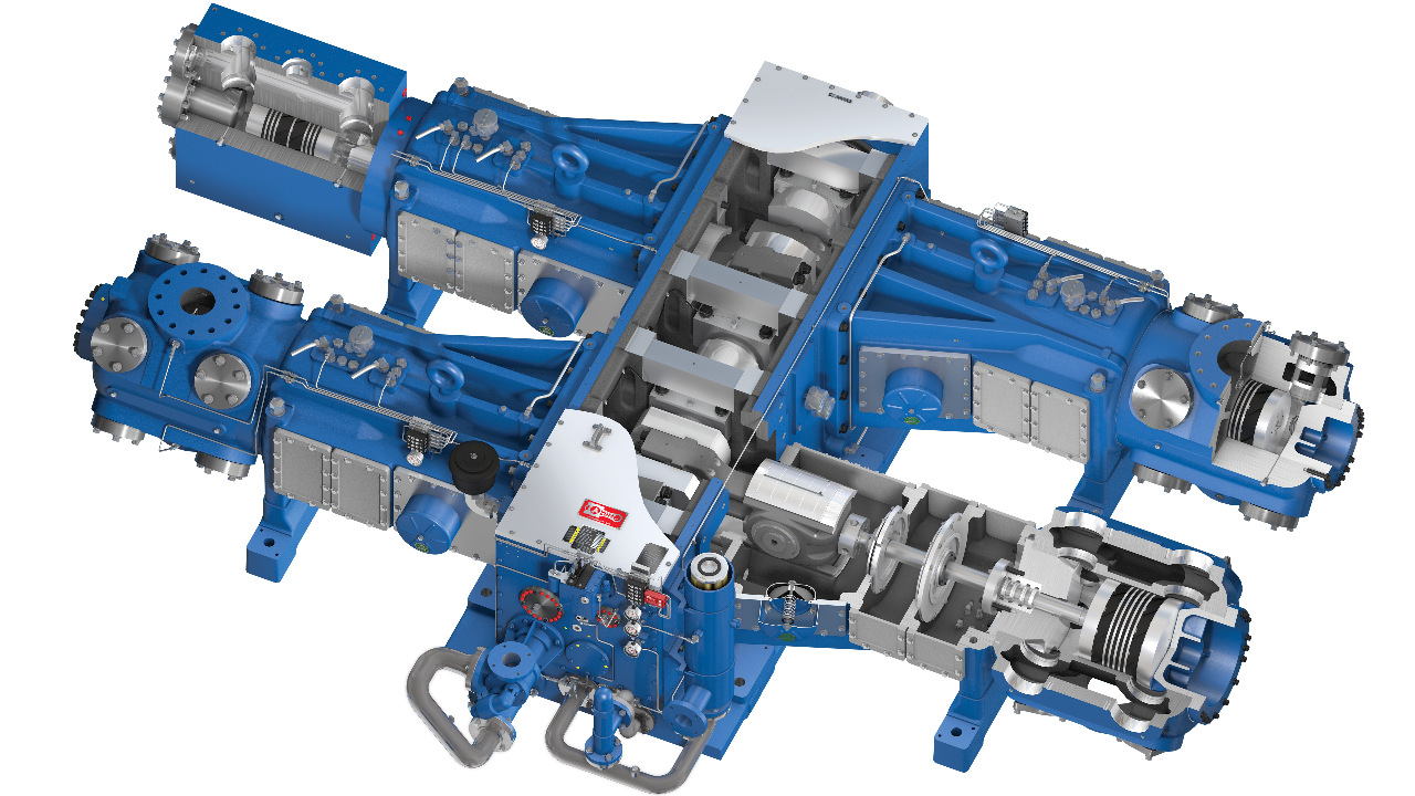 A rendering of a KBU with cut outs revealing the inside of the frame and inside the cylinder