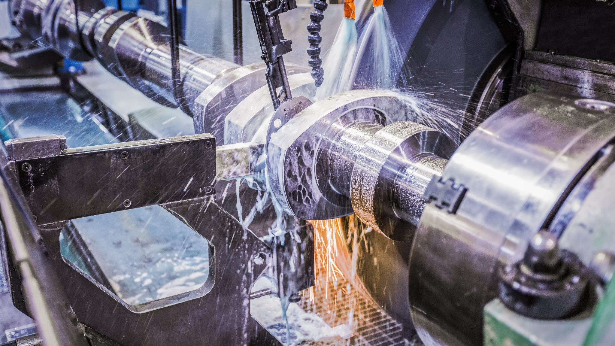 An Ariel crankshaft going through its grinding process