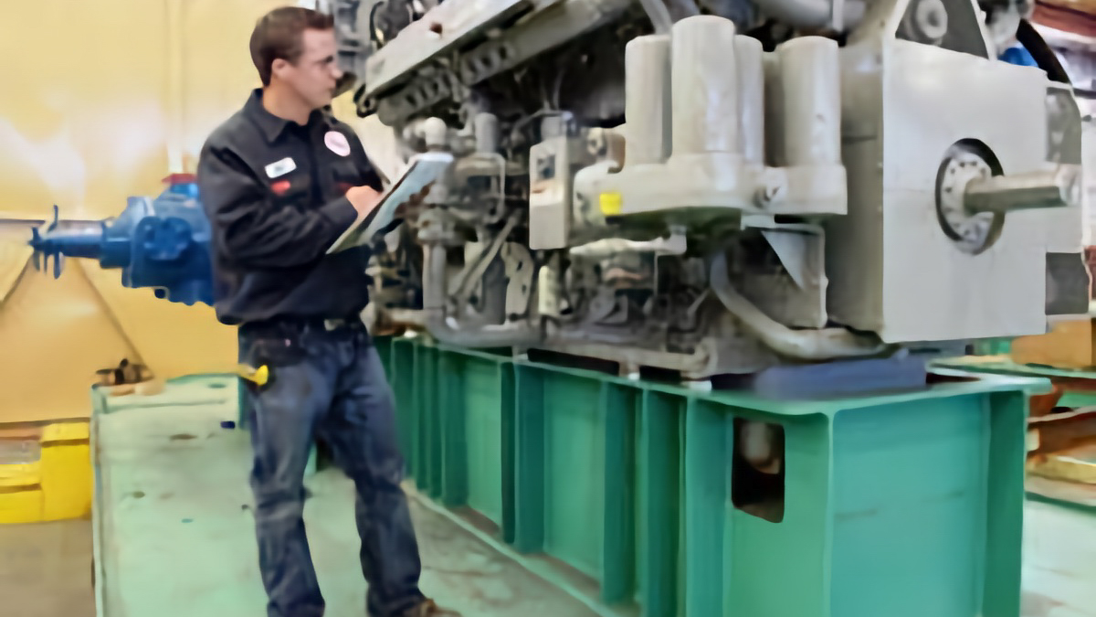 A UE Technician observes a compressor in the field and takes notes